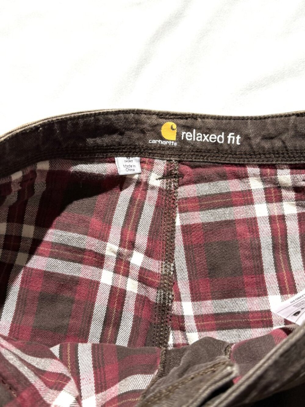 Carhartt Womens Flannel Lined Heavy Work Pants 10 Short Brown Stretch Workwear - Picture 4 of 8